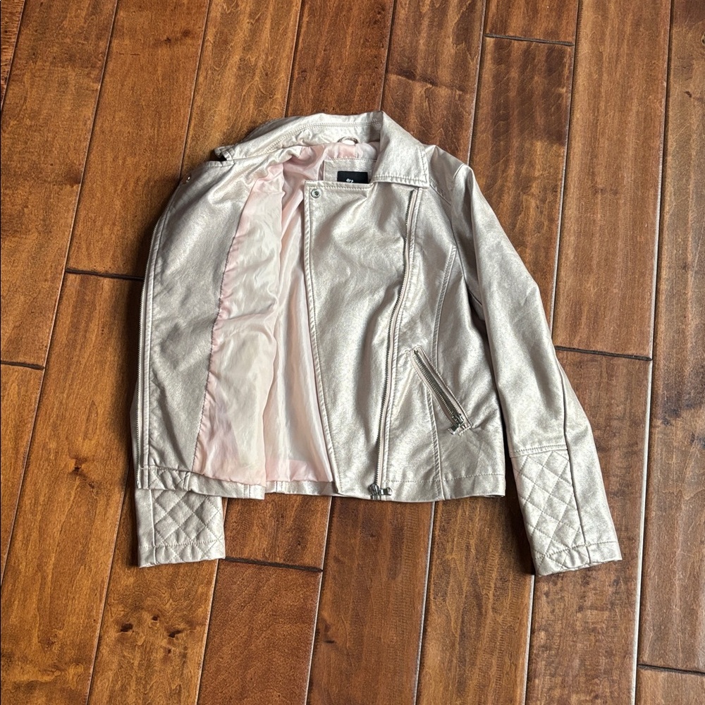 Art Class Girls Faux Leather Moto Pink Jacket Size Medium (7/8) - Picture 5 of 6